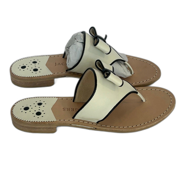 Jack Rogers Sandal’s Women’s Size 7.5M Color Cream Black Tan Made in Brazil - Picture 5 of 12